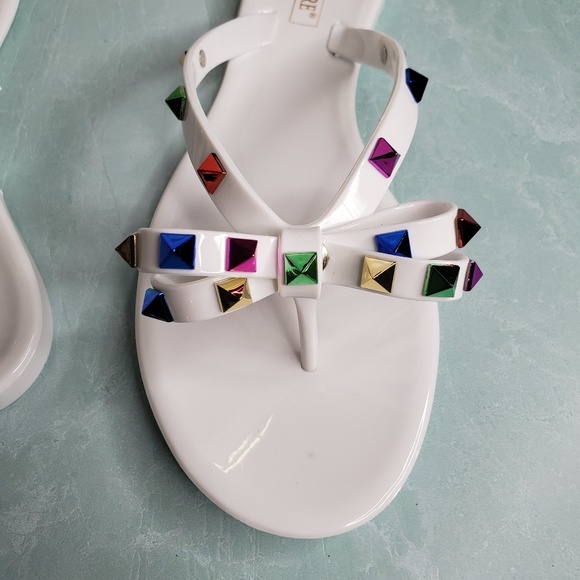 NEW Ann More Diamond Bow White Jelly Sandals - Picture 6 of 8